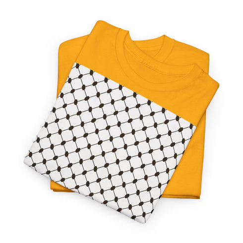 Keffiyeh Pattern Heavy Cotton Tee - Modern Mesh Design Streetwear T-Shirt